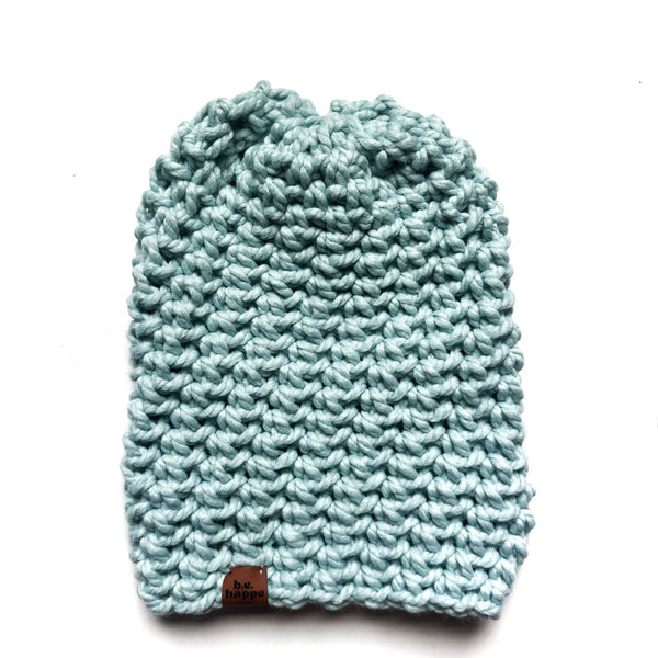 Crochet Slouch Hat | Light Blue Beanie - b.e.happe