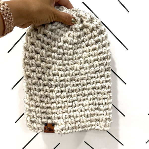 Crochet Slouch Hat | Neutral Slouchy Beanie - b.e.happe