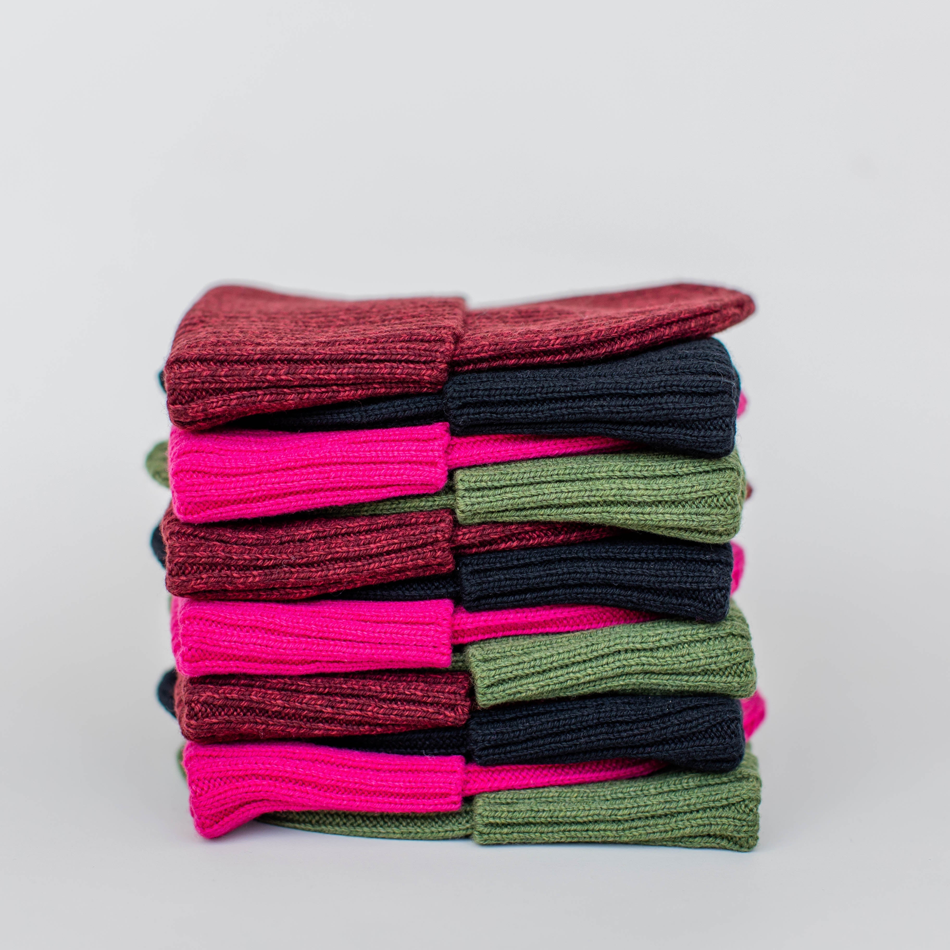 Ribbed Knit Beanie | Unisex Bright Pink Hat -  from b.e.happe 