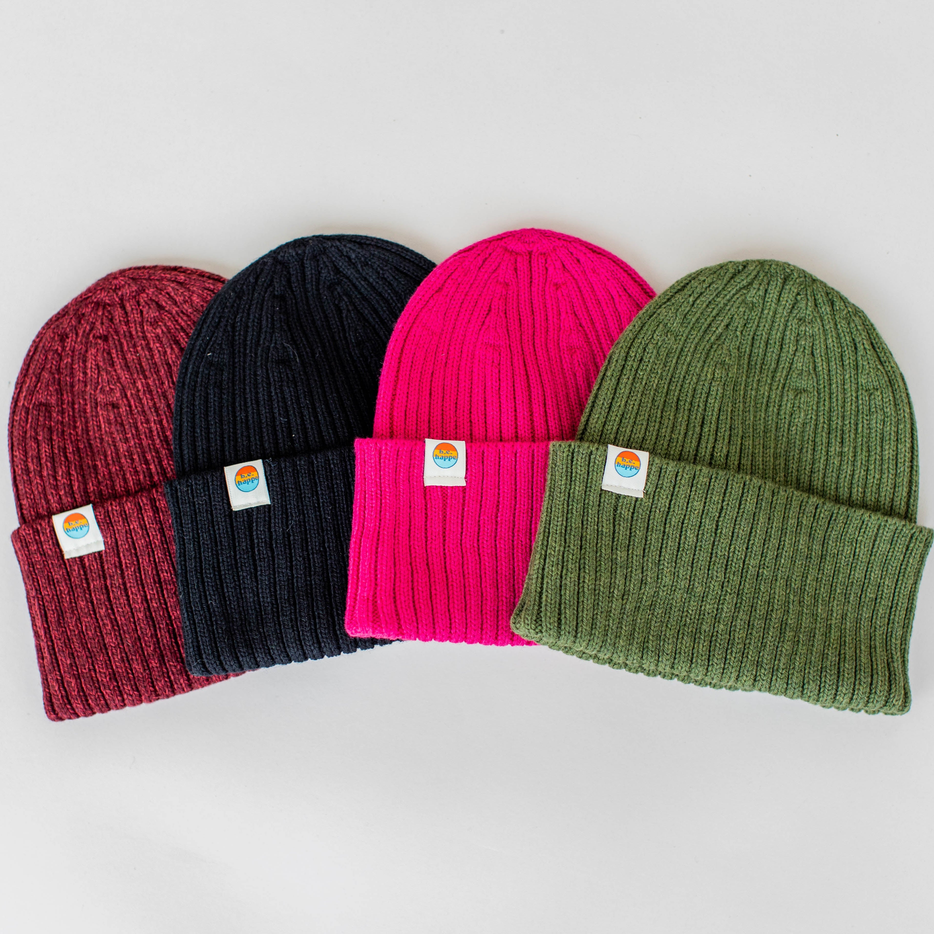 Ribbed Knit Beanie | Unisex Green Winter Hat -  from b.e.happe 