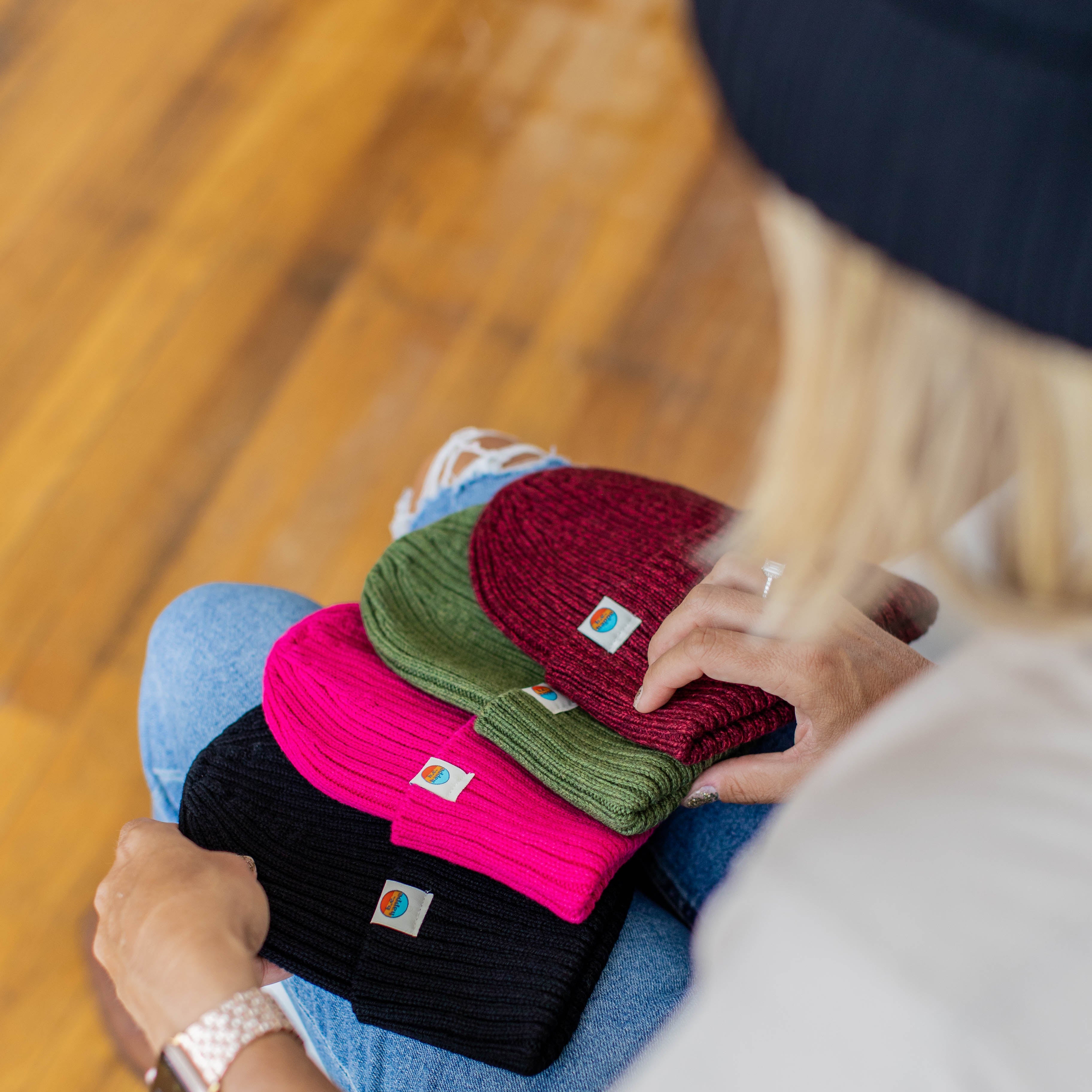 Ribbed Knit Beanie | Unisex Maroon Winter Hat -  from b.e.happe 