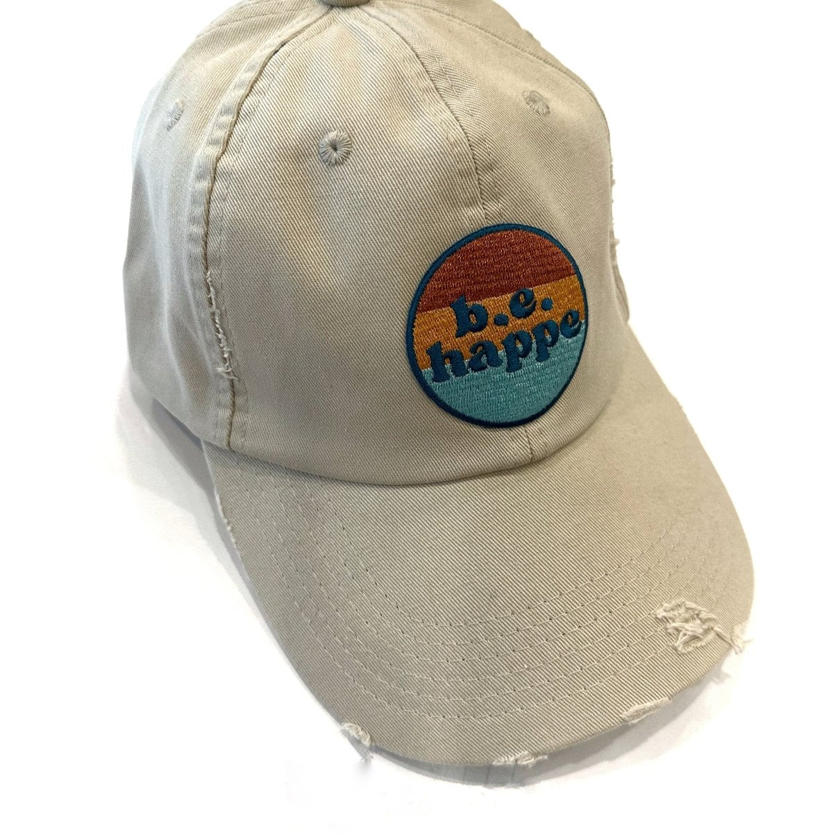 Distressed Buckle Back Baseball Cap | Khakis - b.e.happe