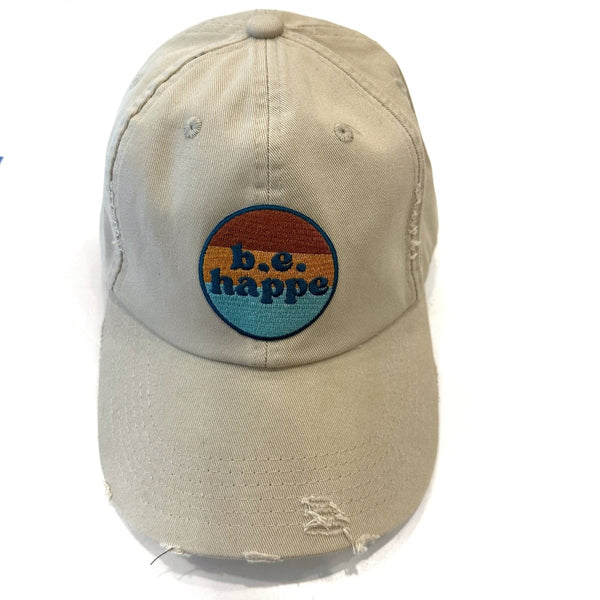 Distressed Buckle Back Baseball Cap | Khakis - b.e.happe