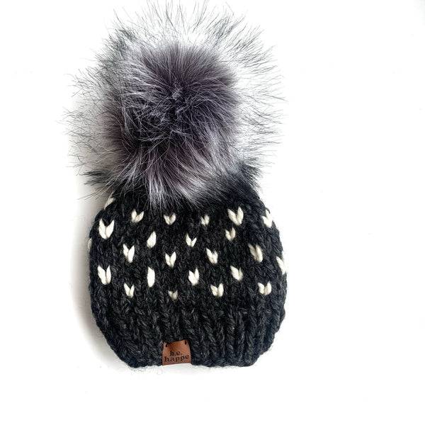 Faux Fur Pom Pom | Dark Grey - b.e.happe