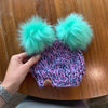 Handmade Solid Knit Pom Hat | Purple Double Pom Wool Free