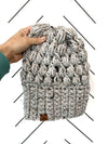 Crochet Puff Stitch Slouch Hat | Marble Grey