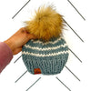 3-6 month Baby Knit Pom Hat | Succulent Blue + Off White