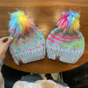 Adult Knit Pom Hat |  Rainbow Stripe Beanie - Hats from b.e.happe 