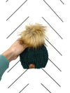 3-6 month Baby Solid Knit Pom Hat | Dark Green