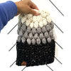 Crochet Puff Stitch Slouch Hat | Black + Grey + Off White