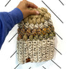 Crochet Puff Stitch Slouch Hat | Oatmeal + Coney Island + Peanut Tan