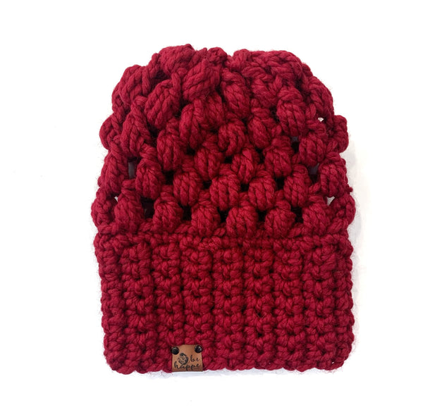 Wholesale Puff Stitch Slouch Hat | Cranberry Red