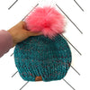 Adult Solid Knit Pom Hat | Teal