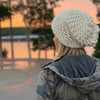 lifestyle photo of women's off white slouch hat