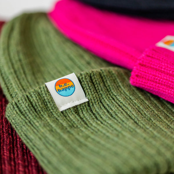 Ribbed Knit Beanie | Unisex Green Winter Hat -  from b.e.happe 