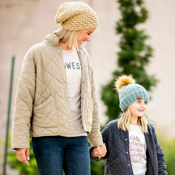 Mommy + Me Blue and Tan Hat Set - b.e.happe