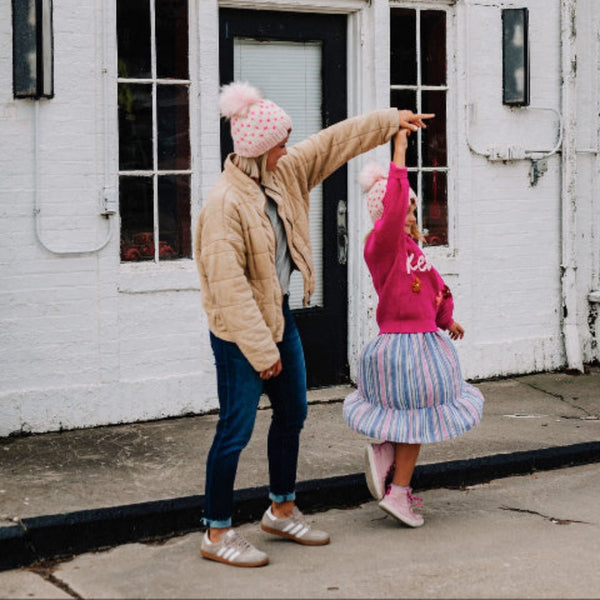 Mommy + Me Matching Beanie Set | Pink Knit Hat Set - b.e.happe