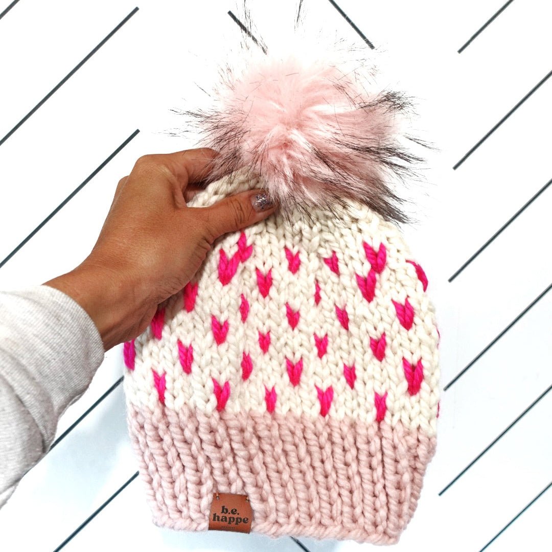Mommy + Me Matching Beanie Set | Pink Knit Hat Set - b.e.happe