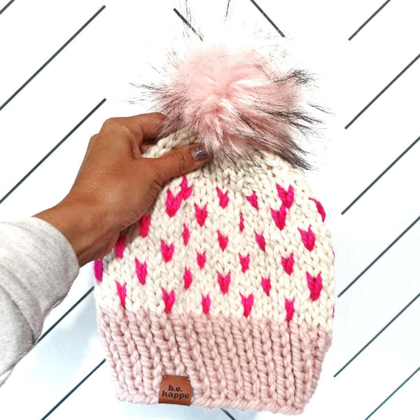 Mommy + Me Matching Beanie Set | Pink Knit Hat Set - b.e.happe