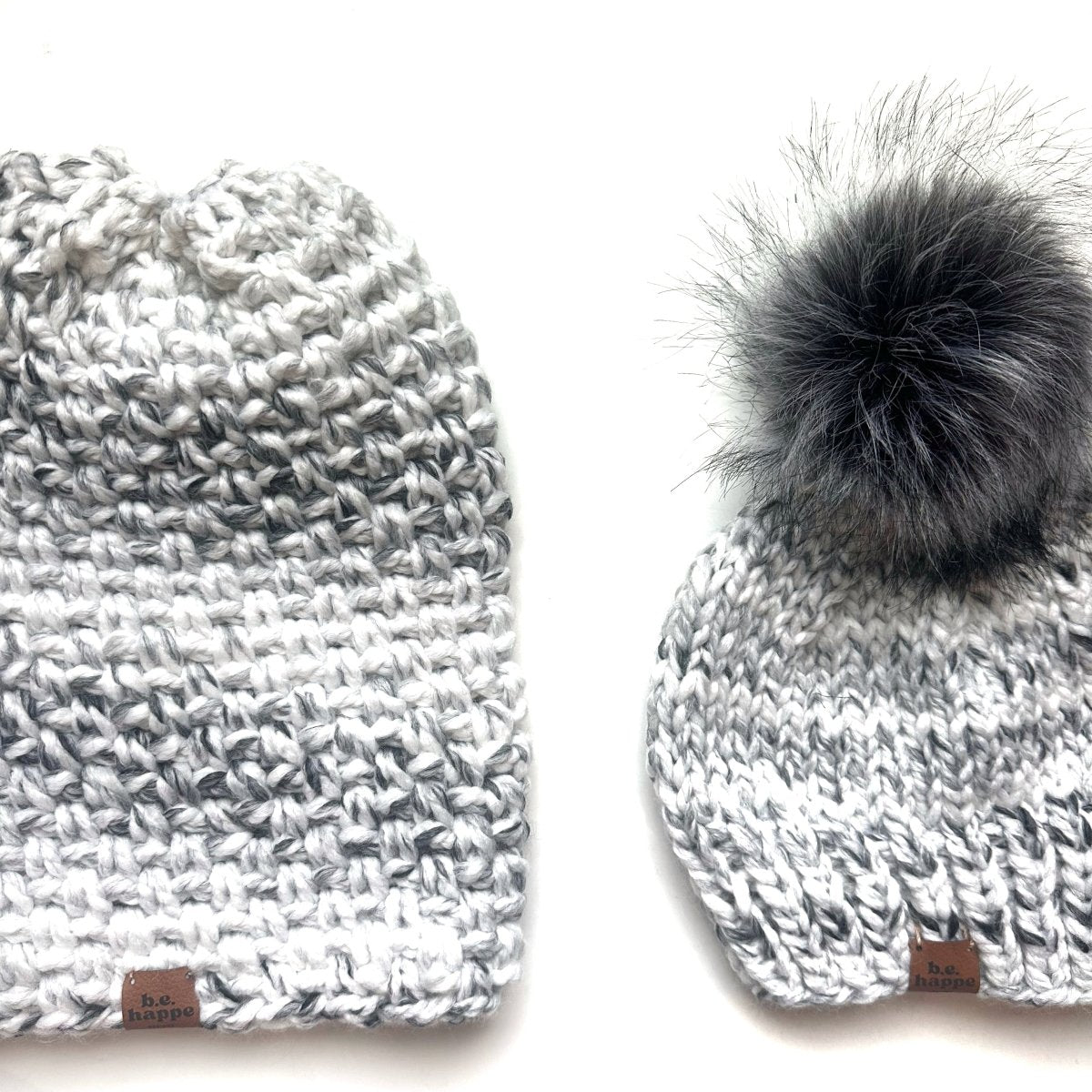 Mommy + Me Matching Beanies | Marble Pom Hat Set - b.e.happe