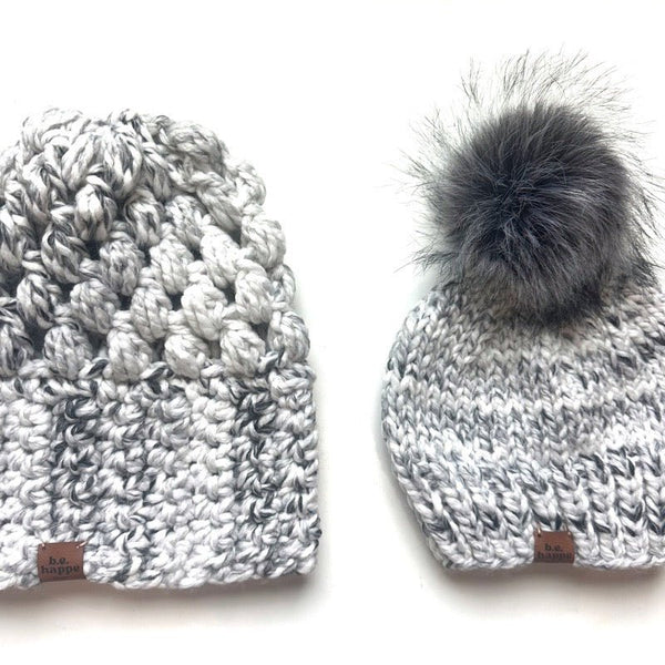 Mommy + Me Matching Winter Beanies | Marble Hat Set - b.e.happe