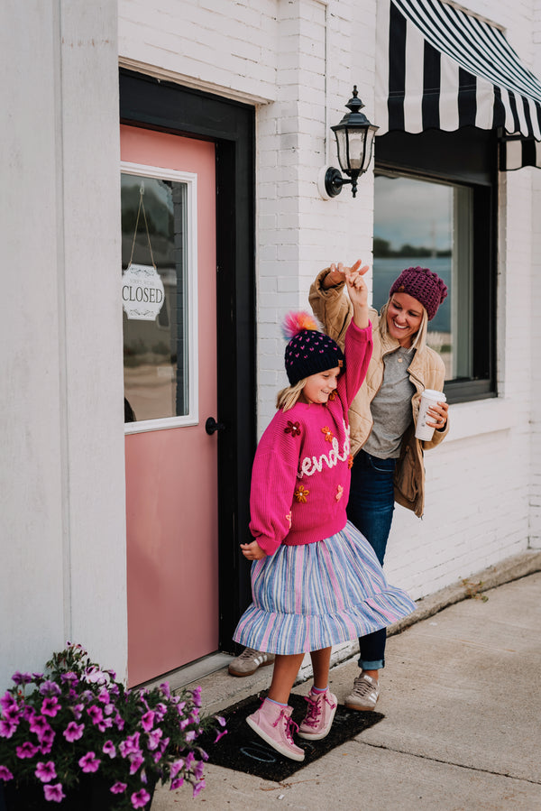 mommy and me slouchy beanie and pom hat