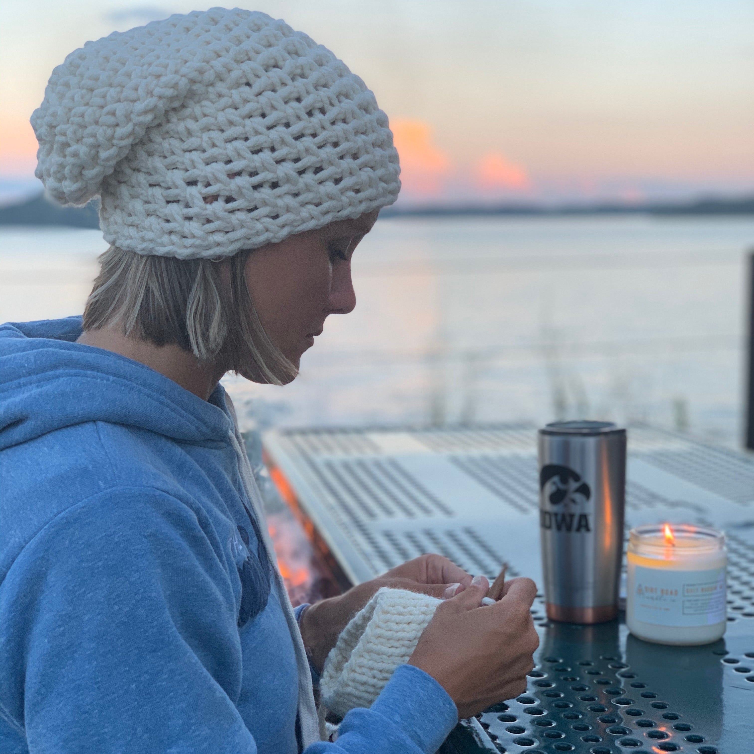 profile of womens slouch hat cream