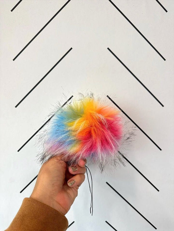 Rainbow Faux Fur Pom Pom - b.e.happe