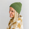 Ribbed Knit Beanie | Cuff Green Winter Hat - b.e.happe