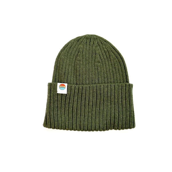 Ribbed Knit Beanie | Cuff Green Winter Hat - b.e.happe
