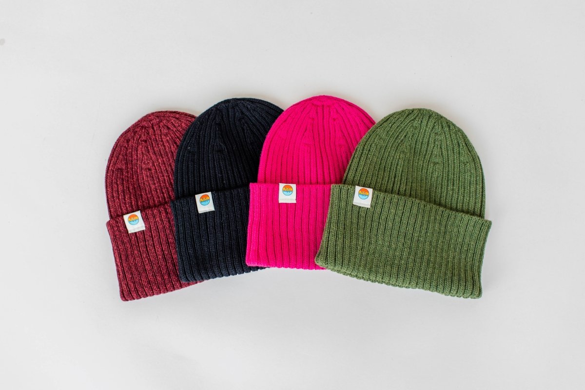 Ribbed Knit Beanie | Unisex Black Winter Hat - b.e.happe