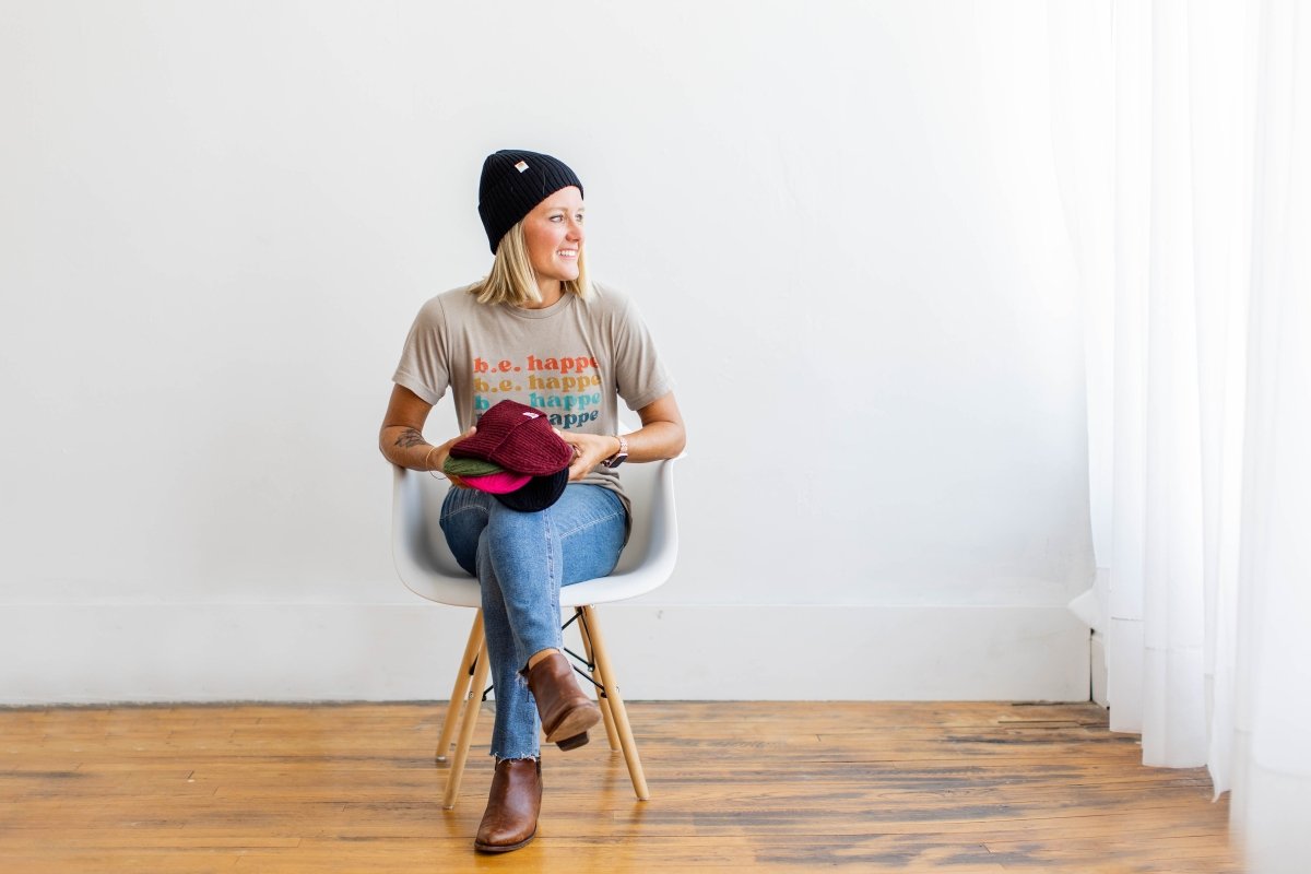 Ribbed Knit Beanie | Unisex Black Winter Hat - b.e.happe