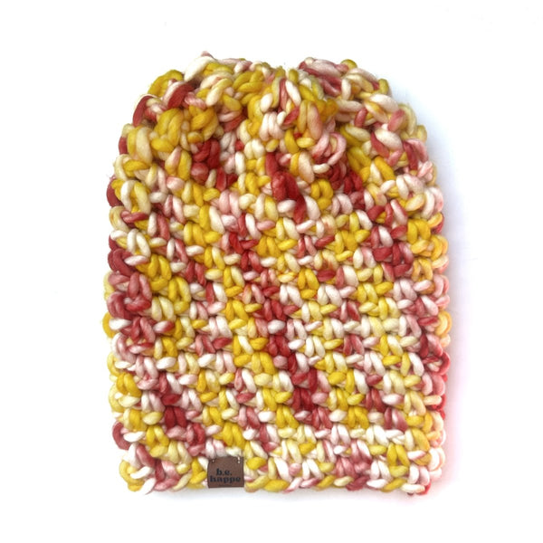 Simple Slouch Hat | 100% Wool Red + Yellow - b.e.happe