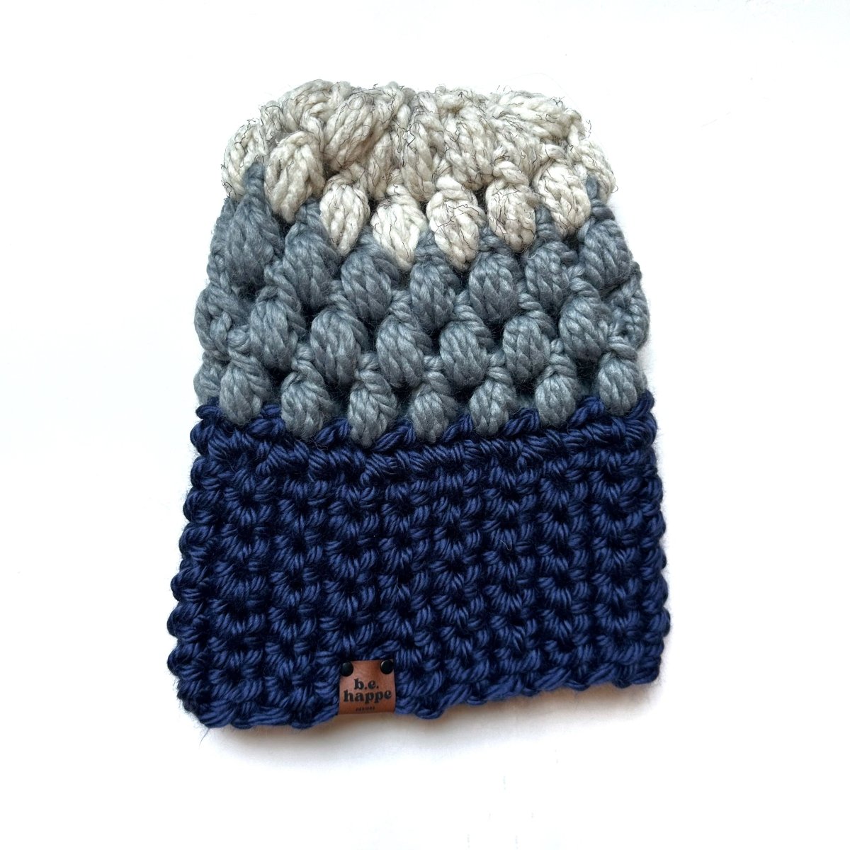 Slouch Hat | Blue + Grey Slouchy Beanie - b.e.happe