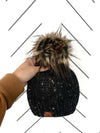 Toddler Knit Pom Hat | Black Knit Beanie - b.e.happe