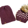 Toddler Knit Pom Hat | Purple Heart Beanie - b.e.happe
