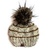 Toddler Stripe Knit Pom Hat | Brown Beanie - b.e.happe