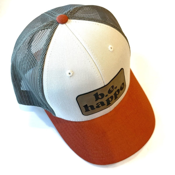 Trucker Snapback Cap | Green, Cream + Orange - b.e.happe
