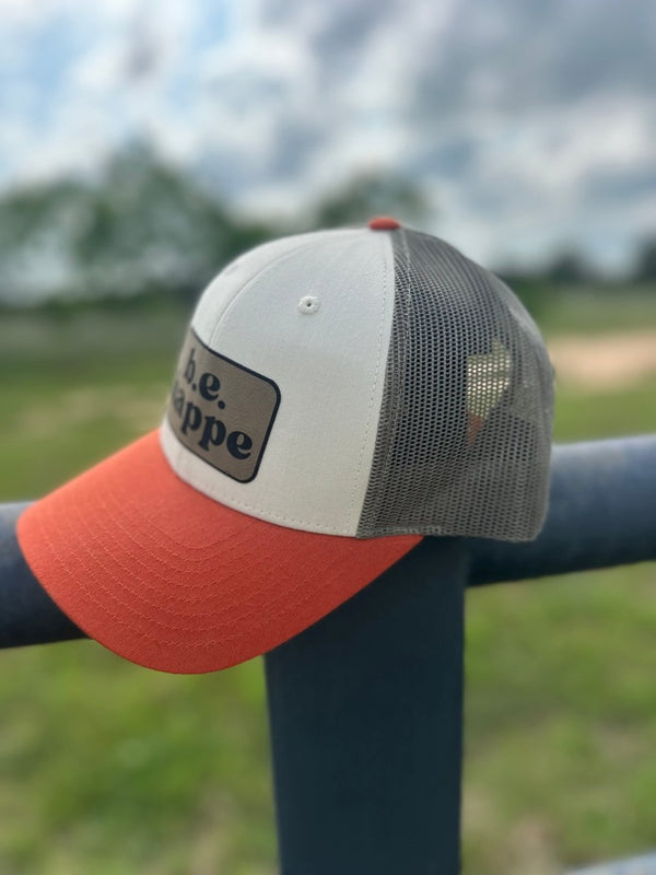 Trucker Snapback Cap | Green, Cream + Orange - b.e.happe