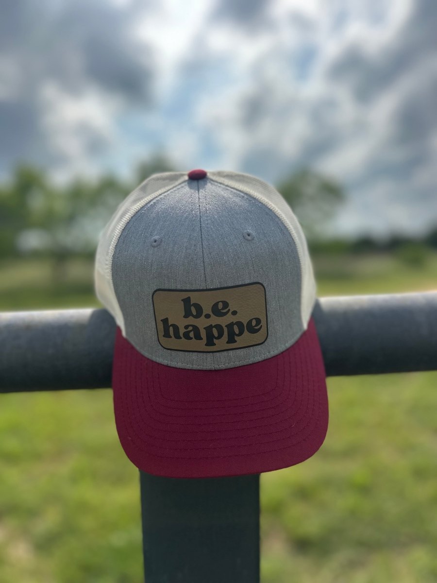 Trucker Snapback Cap | Grey, Cream + Burgundy - b.e.happe