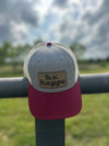 Trucker Snapback Cap | Grey, Cream + Burgundy - b.e.happe