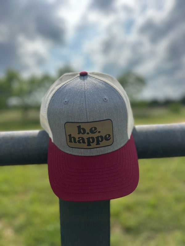 Trucker Snapback Cap | Grey, Cream + Burgundy - b.e.happe