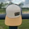 Trucker Snapback Cap | Grey, Cream + Muted Mustard - b.e.happe