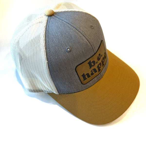 Trucker Snapback Cap | Grey + Muted Mustard - b.e.happe
