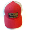 Trucker Snapback Cap | Red Baseball Hat - b.e.happe