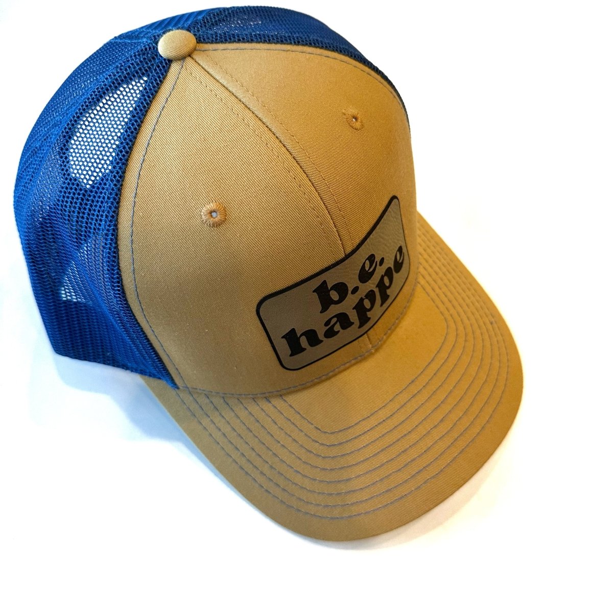 Trucker Snapback Cap | Royal Blue + Gold - b.e.happe