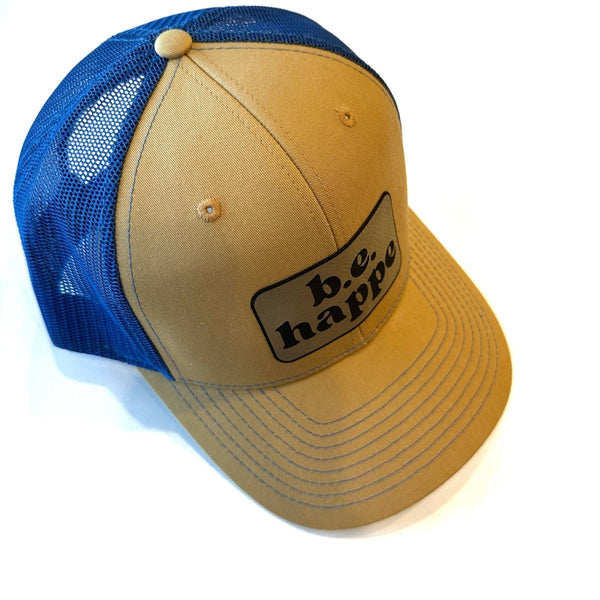 Trucker Snapback Cap | Royal Blue + Gold - b.e.happe