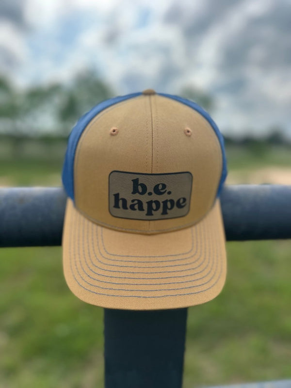 Trucker Snapback Cap | Royal Blue + Gold - b.e.happe