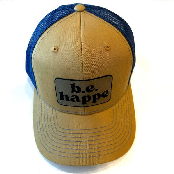 Trucker Snapback Cap | Royal Blue + Gold - b.e.happe