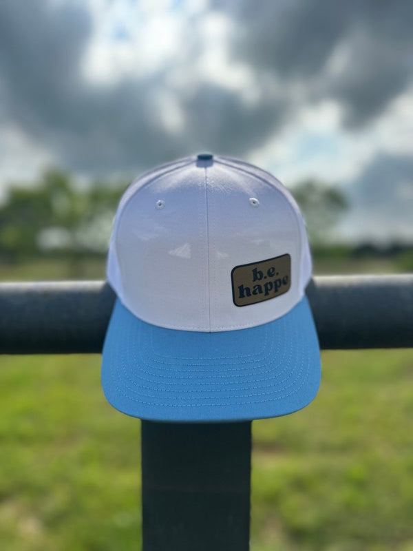 Trucker Snapback Cap | White + Blue - b.e.happe